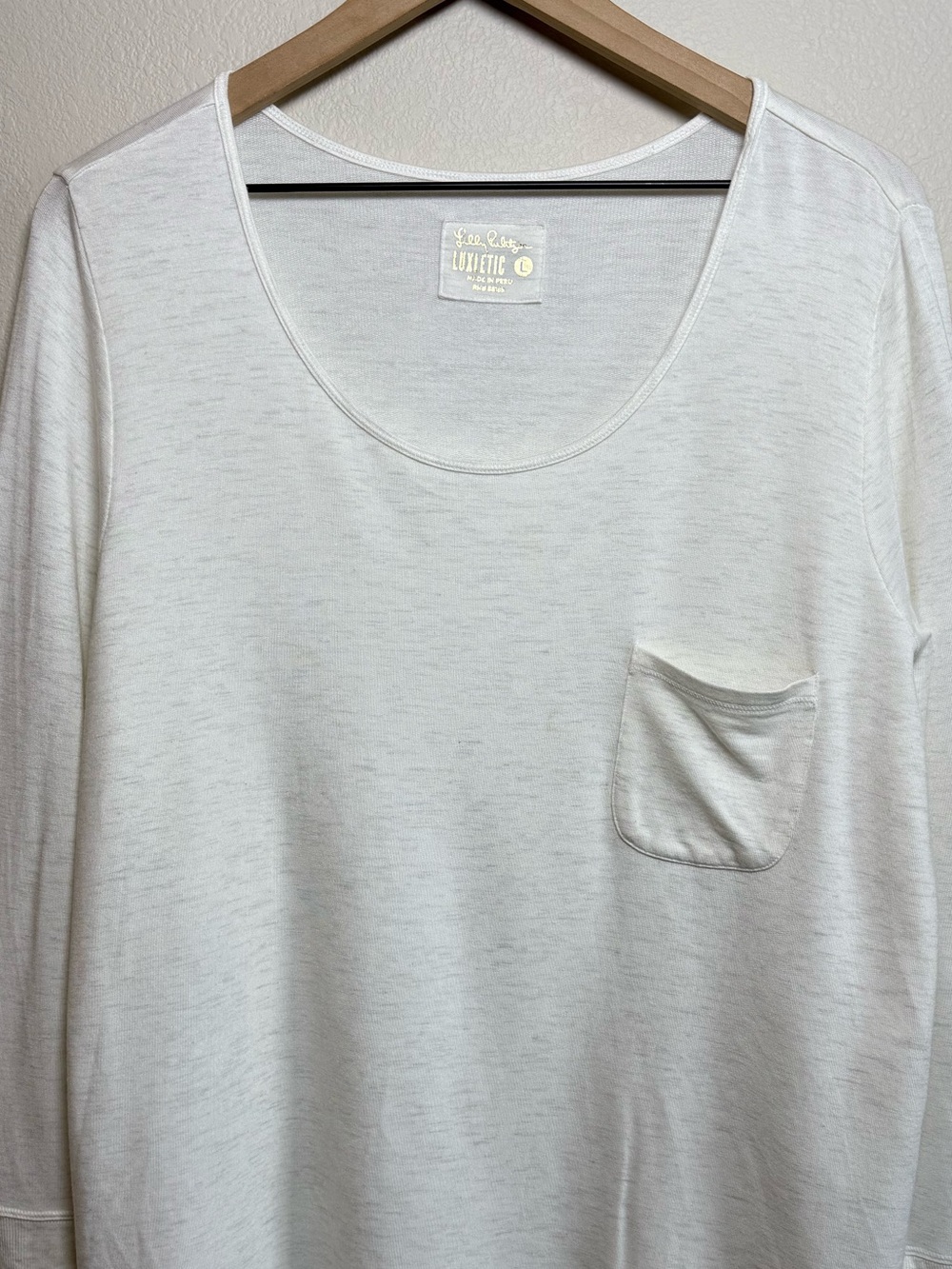 Lilly Pulitzer White Luxletic Kerah Long Sleeve Tee Super Soft Stretchy Top LG - Picture 3 of 12